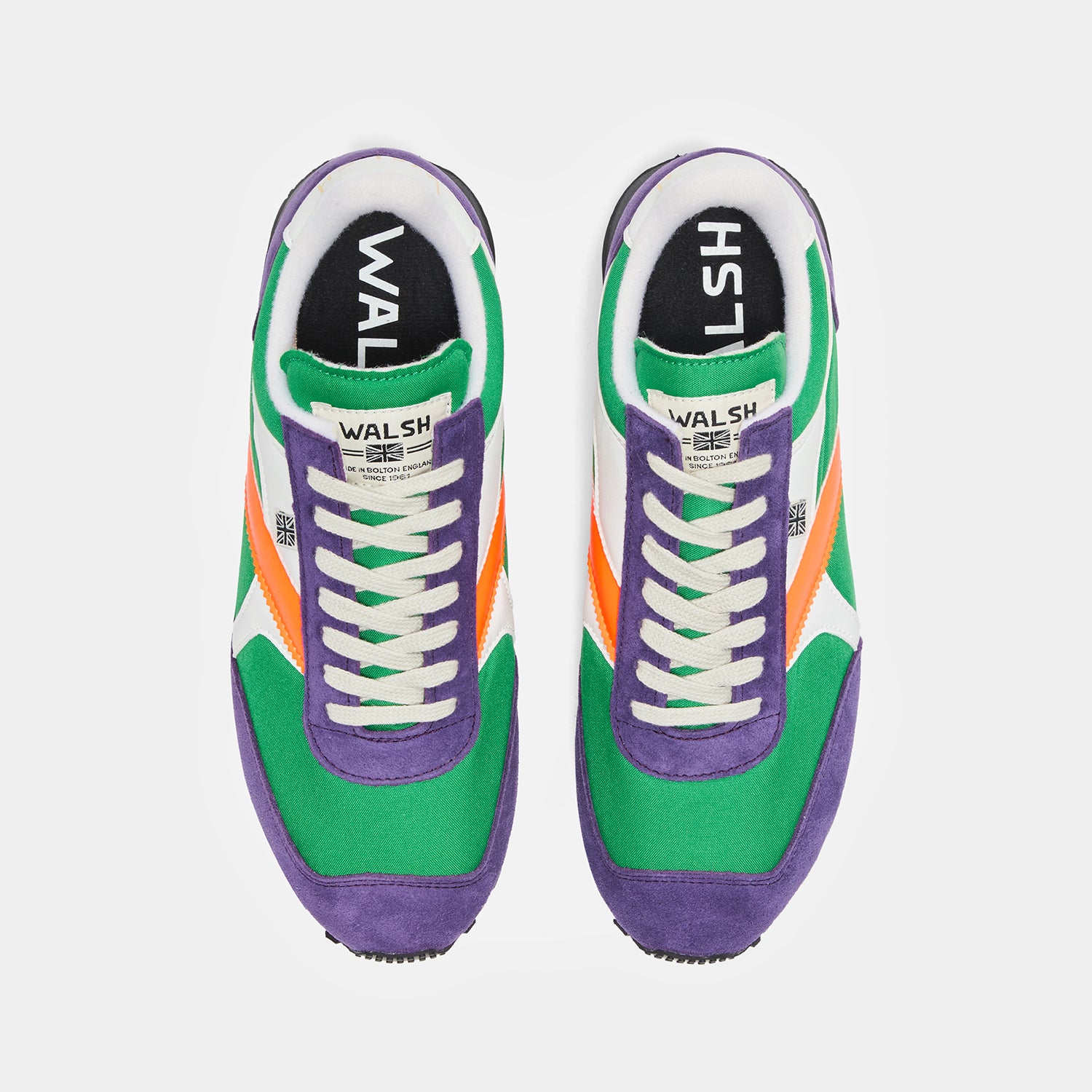 Norman Walsh - Retro Shoes - Tornado - Green Violet White - Made in UK