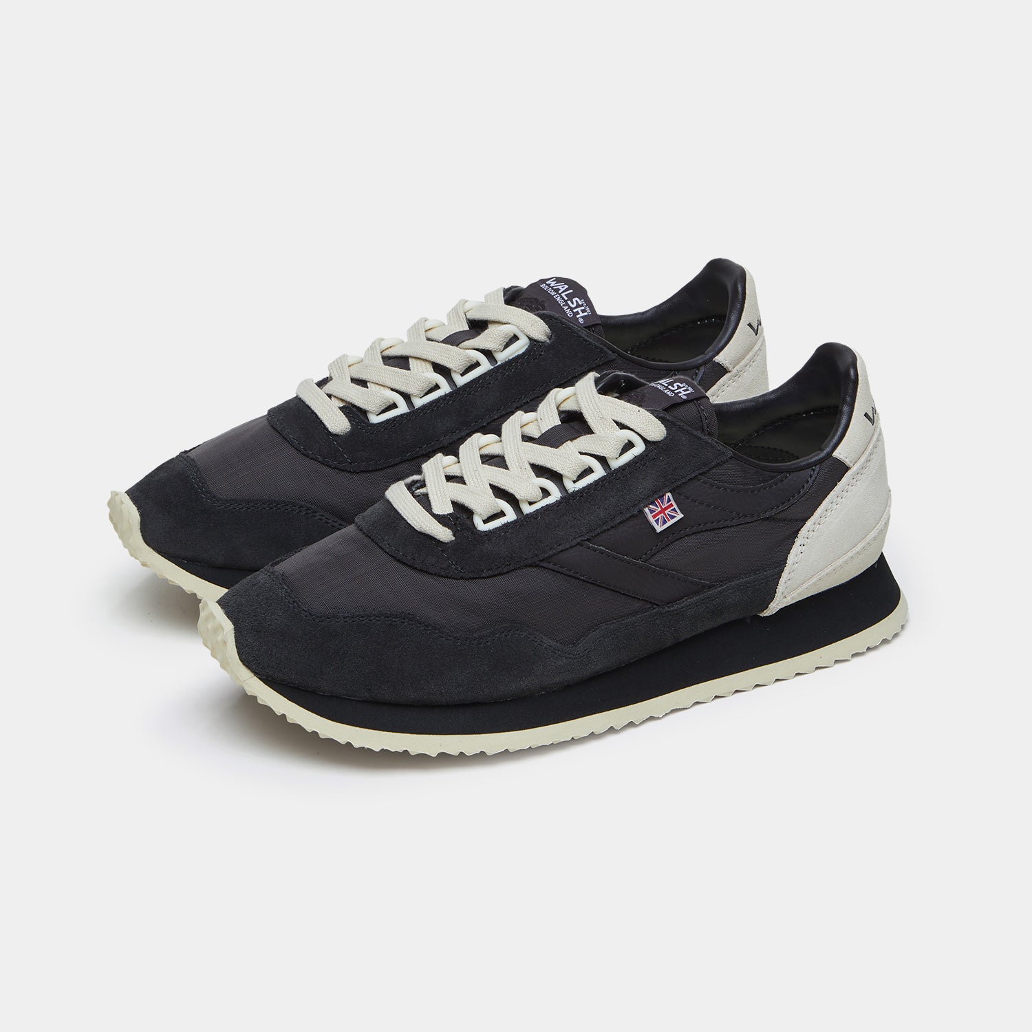靴 WALSH ENSIGN BLK made in England Norman Walsh - Retro Shoes - Ensign - Black & Cream - Handcrafted